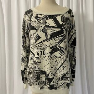 Vintage 80’s Graphic Print Women's Sweater Top